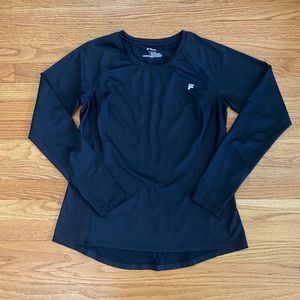Fila Sport Tshirt Women’s Large Black Long Sleeve Tee Mesh Panels Logo
